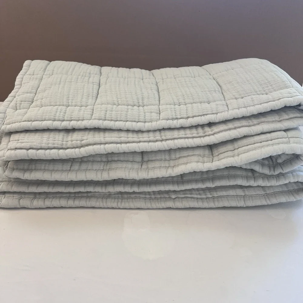 NWOT Quince Undyed 100% Cotton Airy Gauze Box Quilt Set Of 2‎ King Shams Organic